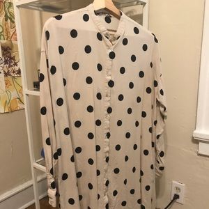 Long sleeve polka dot shirt dress